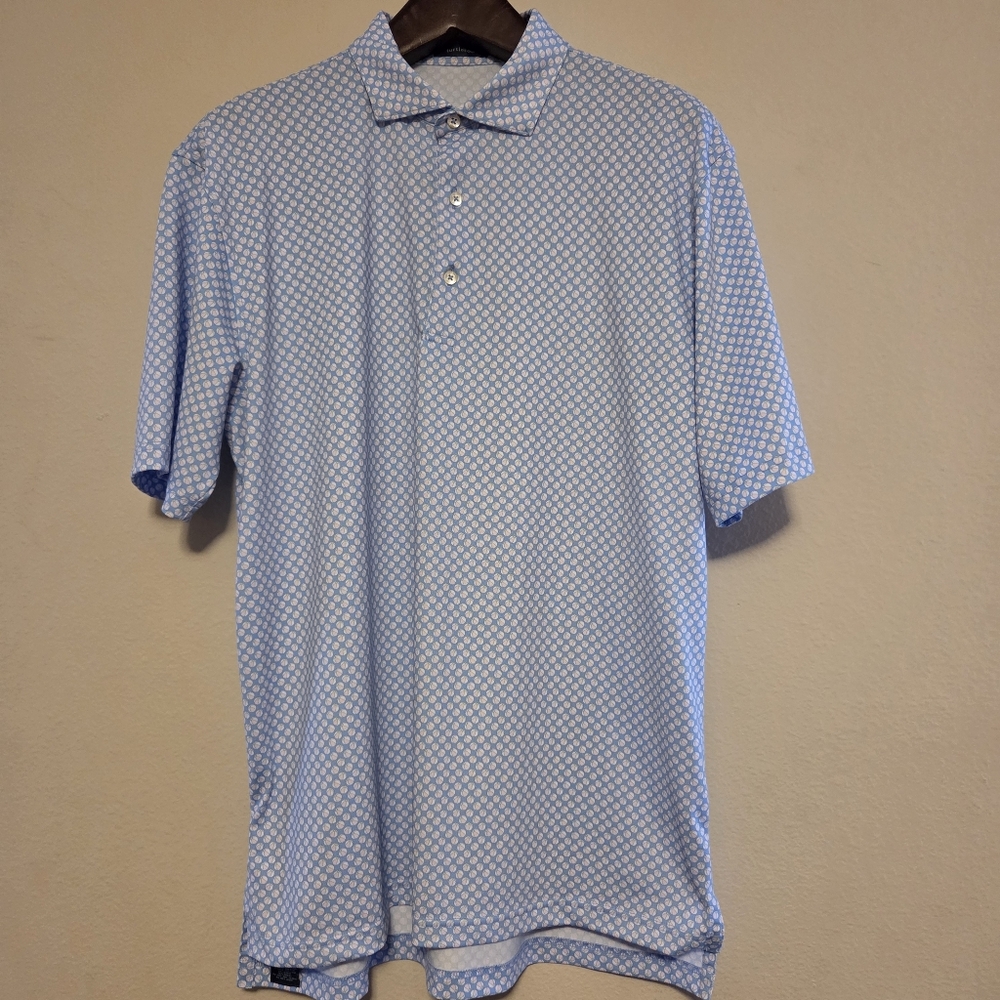 Turtleson Golf Polo Large Saddlebrook Tampa Blue Beach Ball Geometric